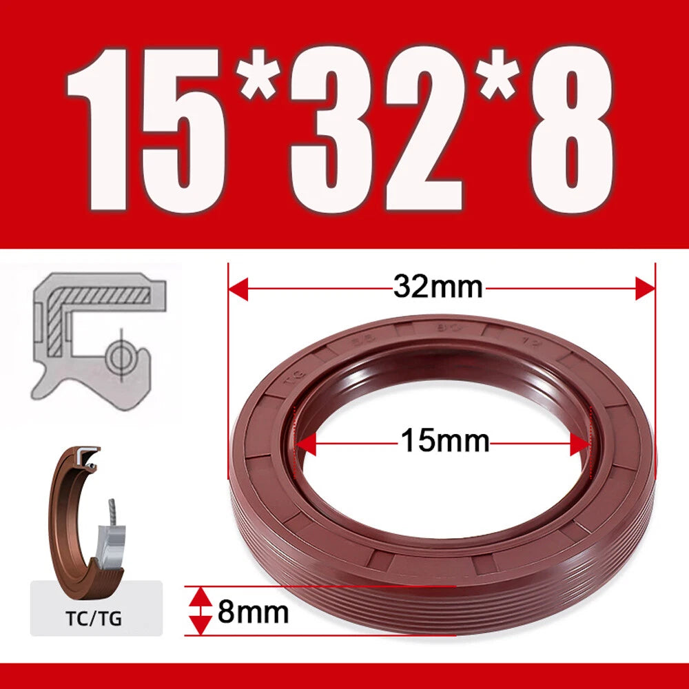 Metric TC Oil Seal FKM Dual Lip Rotary Shaft Seal 8mm–40mm Bore