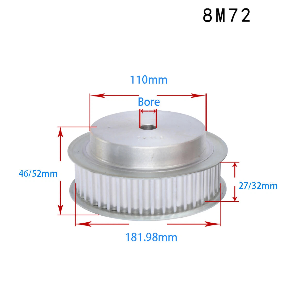 BF-type HTD8M 25mm-30mm Timing Belt Pulley 12 - 72 Tooth for CNC Step Motor