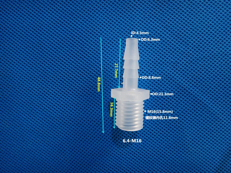 Aquarium Accessories Plastic Hose Barb Fitting Metric Thread Male Connector