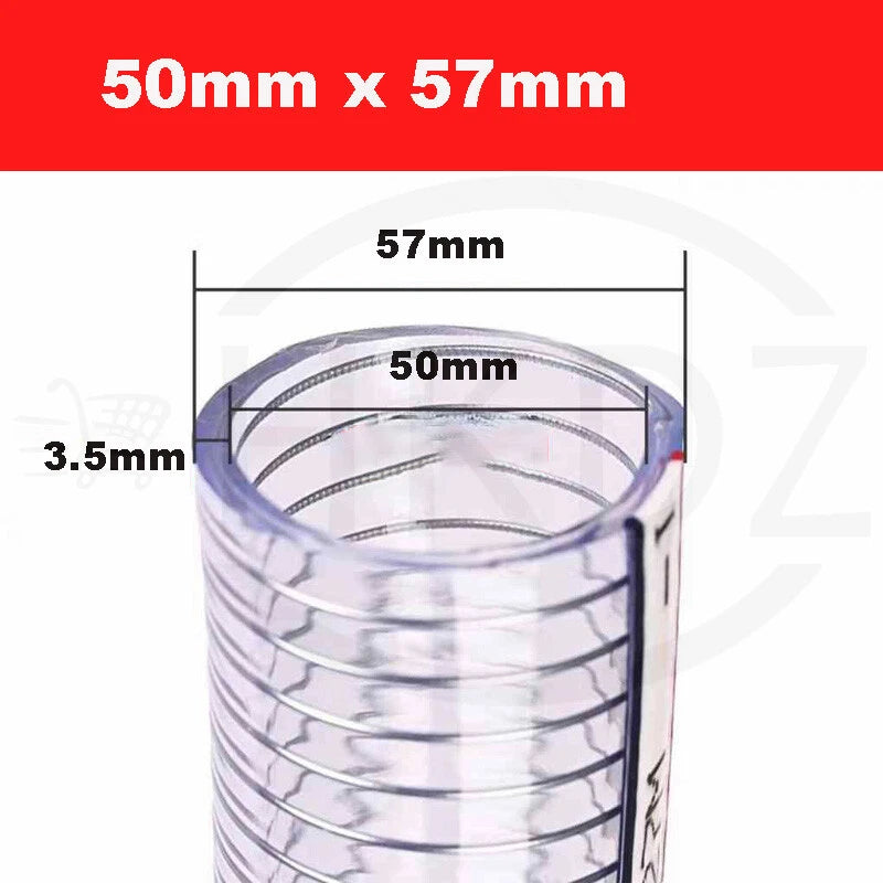 Wire Reinforced Clear PVC Hose Pipe — Heavy Duty, Flexible, Water Air Fuel