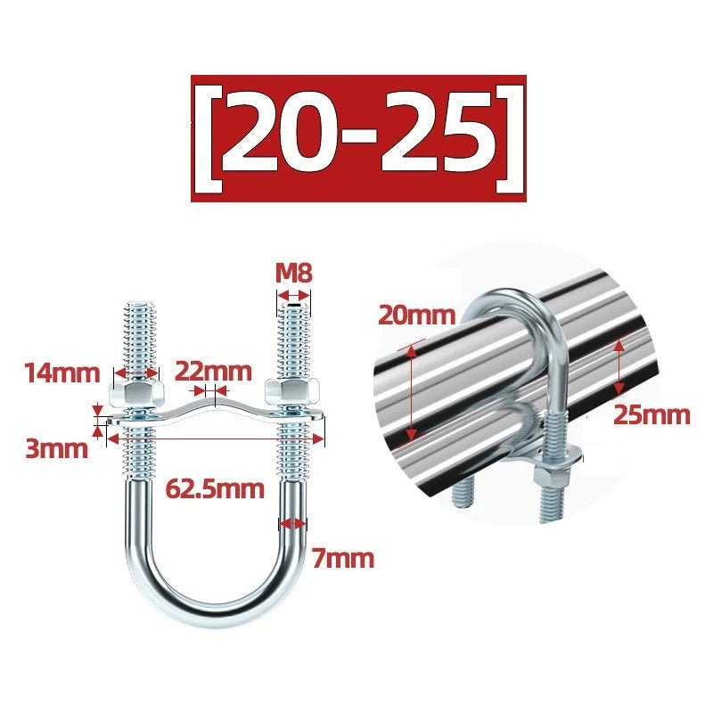U - Bolt Pipe Clamp — Double & Single U - Shape Saddle Clamp for Greenhouse & Awning Frames - HomeDIYer