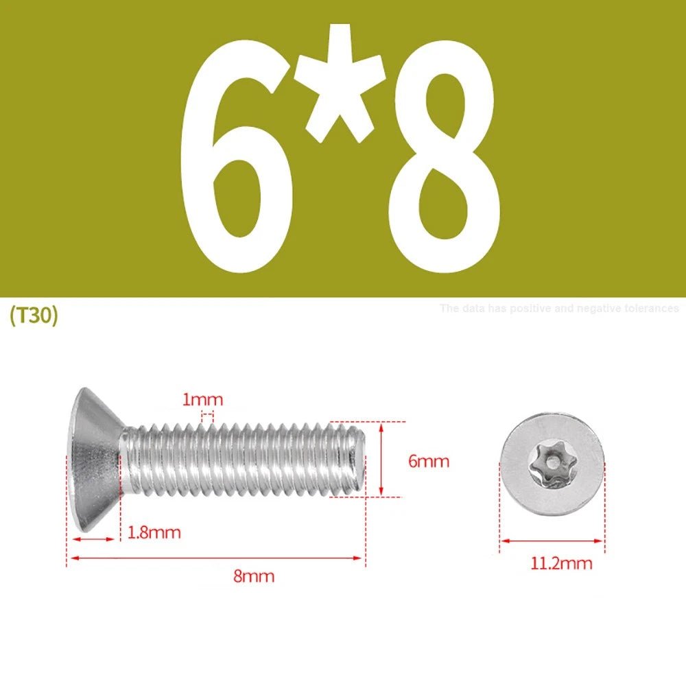 M3–M8 Pin Torx Countersunk Flat Head Machine Screws | A2 Stainless Steel - HomeDIYer