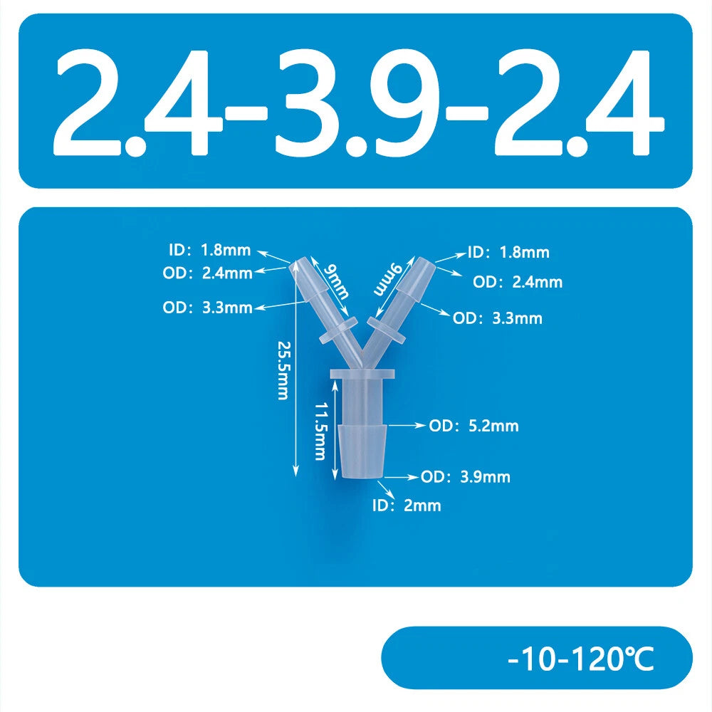 Y-Type 3-Way Barbed Hose Connector — Plastic Tee Fitting for Tube & Pipe