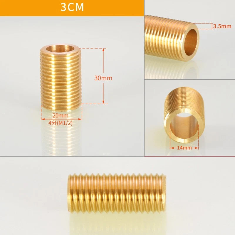 1/2" BSP Brass Male Thread Extension Pipe Nipple Connector | 3–12cm