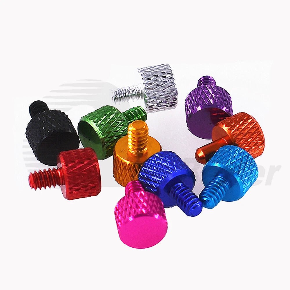 6 - 32 UNC Flat Knurled Thumb Screws — Anodized Aluminum, 10 Colors, 5.5mm to 20mm - HomeDIYer