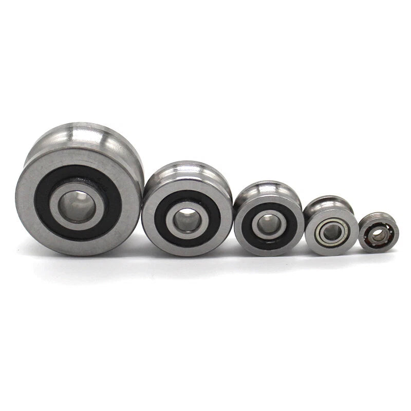 U/V Groove Metal Pulley Ball Bearings Wheel Steel Guide Roller Bore 3/4/5/6mm