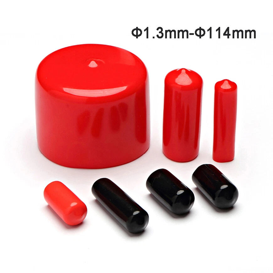 Rubber Thread Protector Caps – Φ1.3mm to Φ114mm, Black or Red (Huge Size Range)