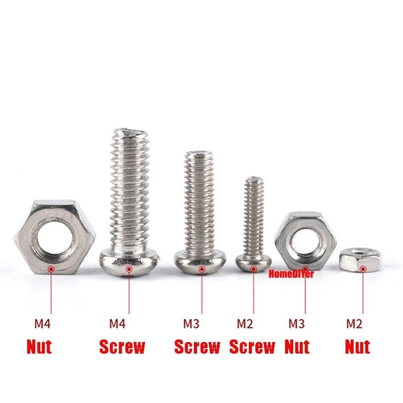 Carbon Steel Pozi Pan Head Machine Screws M2 M3 M4 with Nuts – 3 to 60mm - HomeDIYer