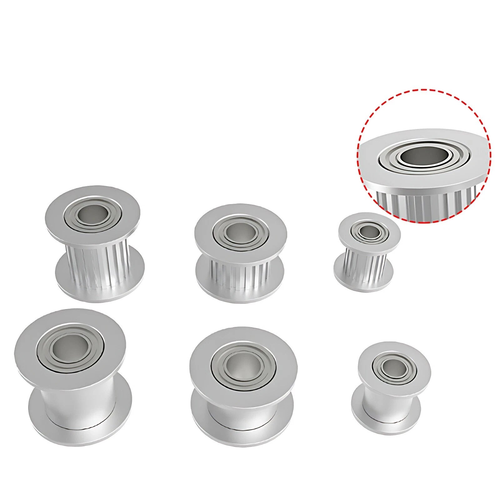 GT2 6mm/10mm Timing Belt Smooth/Toothed Tooth Idler Drive Pulley 12-60 Bore 3-15