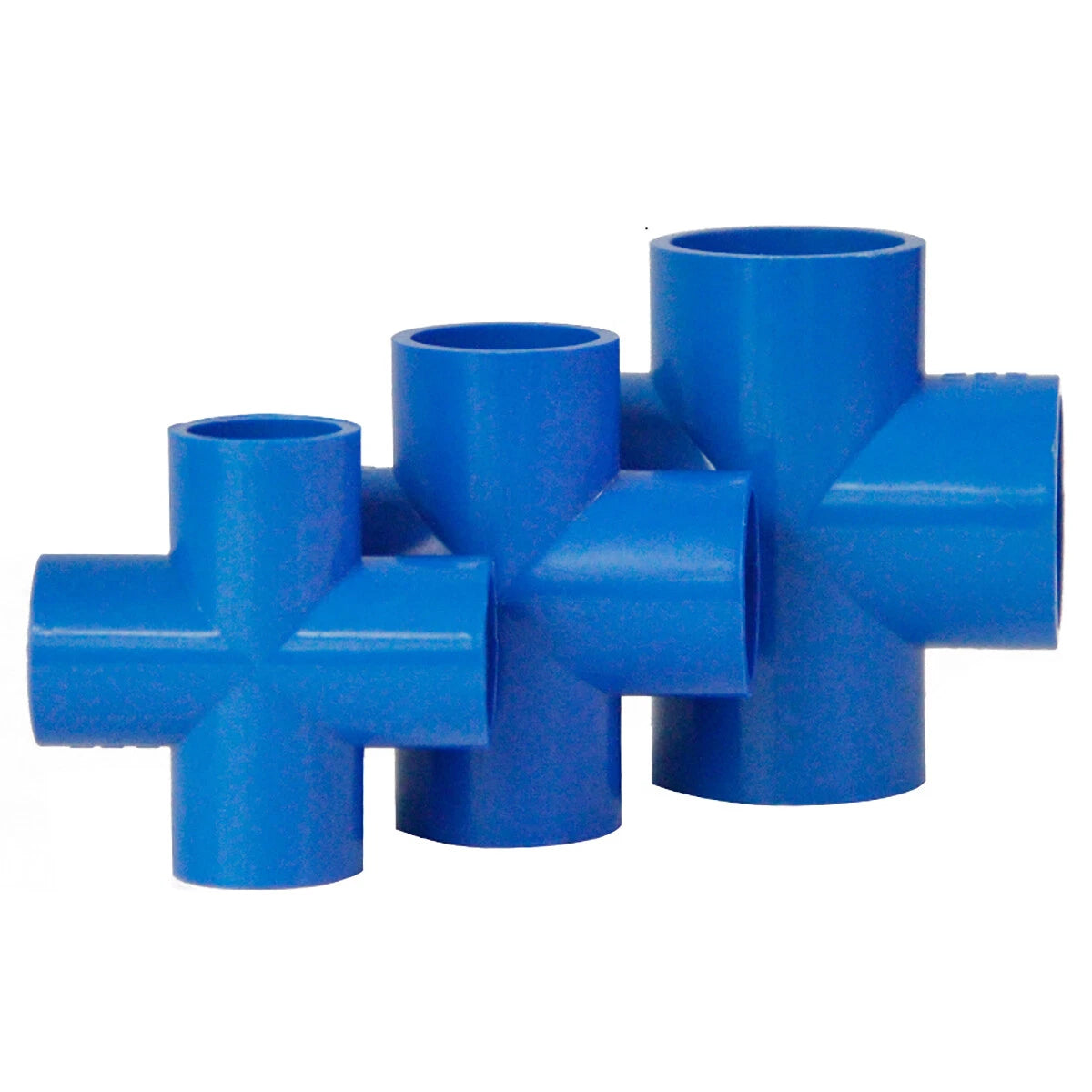 PVC Water Pipe Fittings Equal Cross 4-way Connectors Socket Solvent Weld 20-90mm