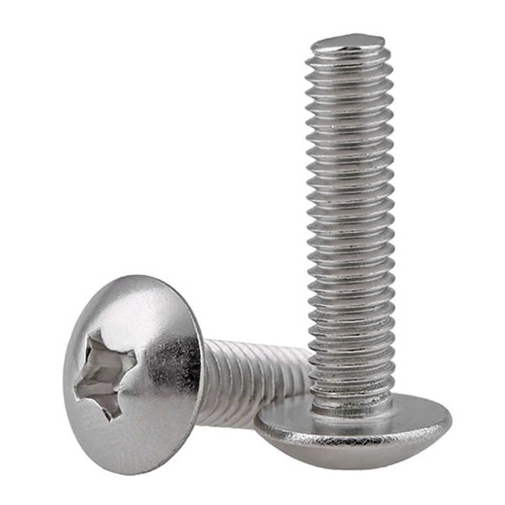 304 Stainless Steel Phillips Truss Head Machine Screws M4 M5 M6 — Wide Pan Head Bolts 6mm to 50mm