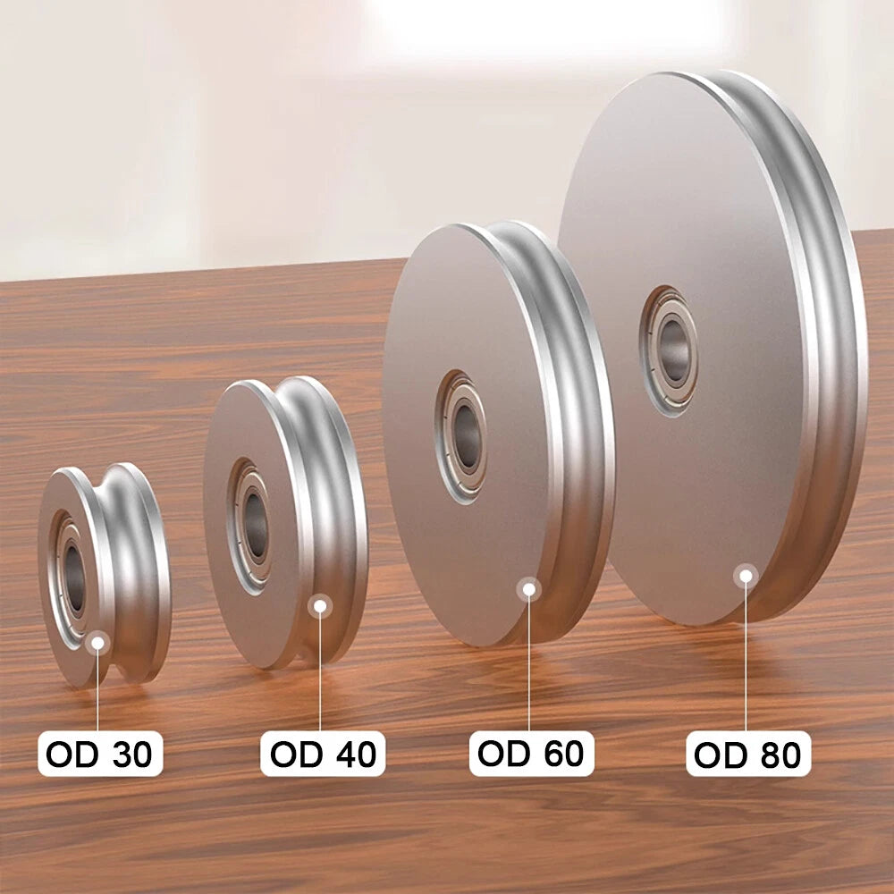 OD 30-80mm Aluminum U Groove Slide Gate, Pulley Wheels PU Round Belt 6/8mm Width