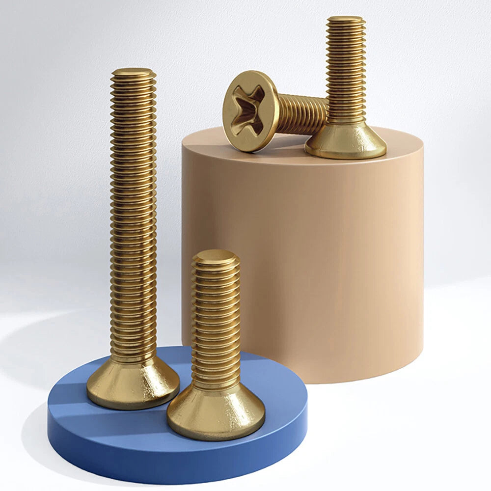 Brass Phillips Countersunk Machine Screws — Pozi Flat Head, M2 to M8
