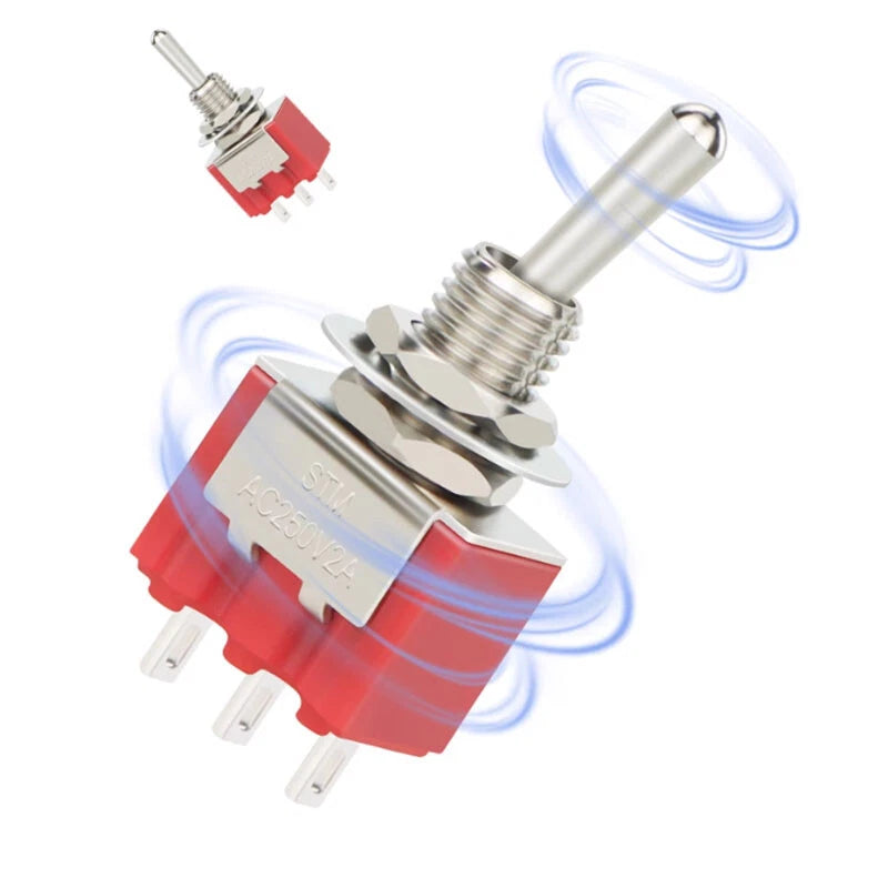 MTS 6mm Mini Toggle Switch – 3 & 6 Pin, 2 & 3 Position, On-Off / On-Off-On