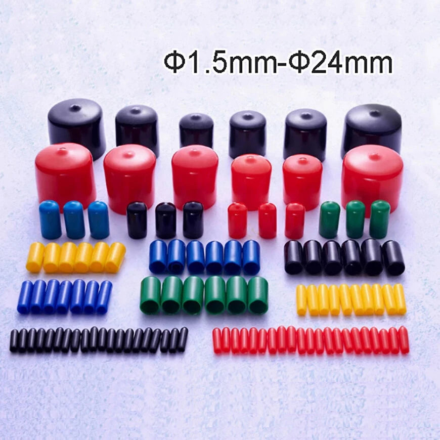 Vinyl Rubber Thread Cover Caps – Φ1.3mm to Φ24mm, 7 Colors, 10 Pcs