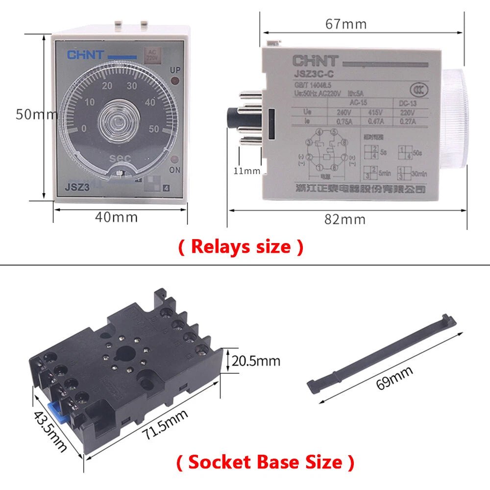 AC 220V 380V DC 24V Time Delay Relays On - delay with instantaneous Contacts JSZ3C - HomeDIYer