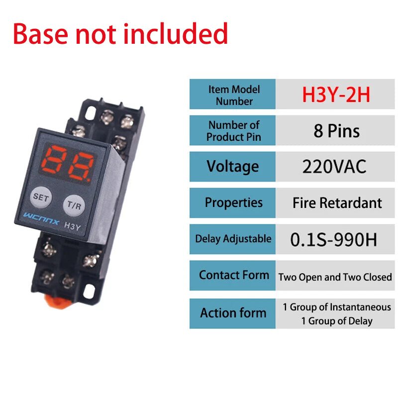 Power On Time Timer Delay Relay H3Y - 2/4/2H AC 12/24/220V DPDT 8Pin / 14Pin - HomeDIYer