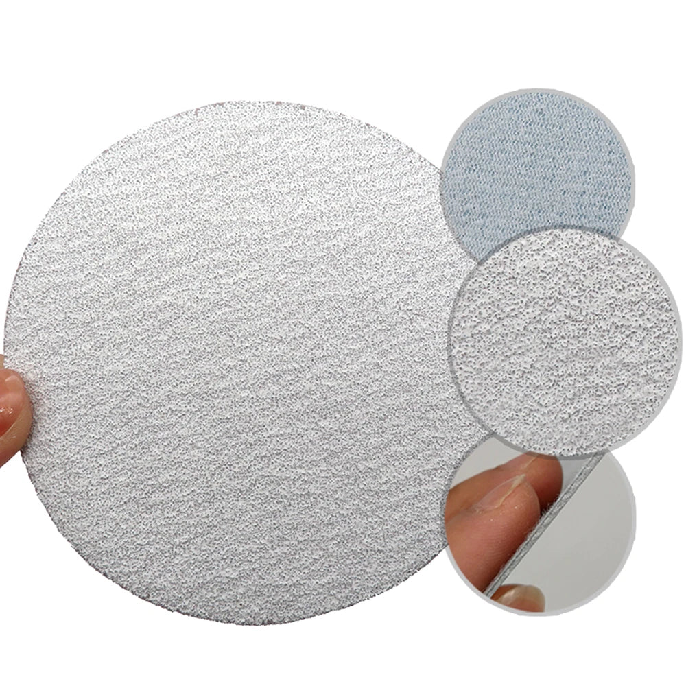 Dry 25/50/75/100/125/150 mm White Sanding Discs Hook Loop Sandpaper Grit 60-1200