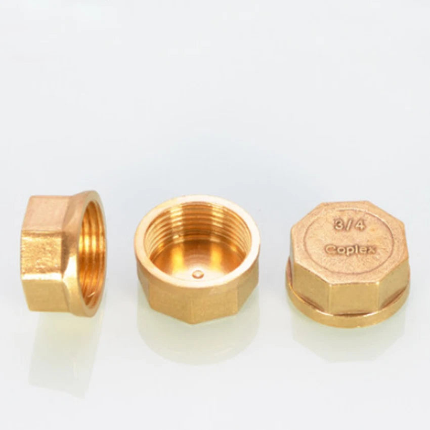 BSP Brass Pipe End Cap & Blanking Plug — 1/2", 3/4", 1" Male Plug & Female Cap