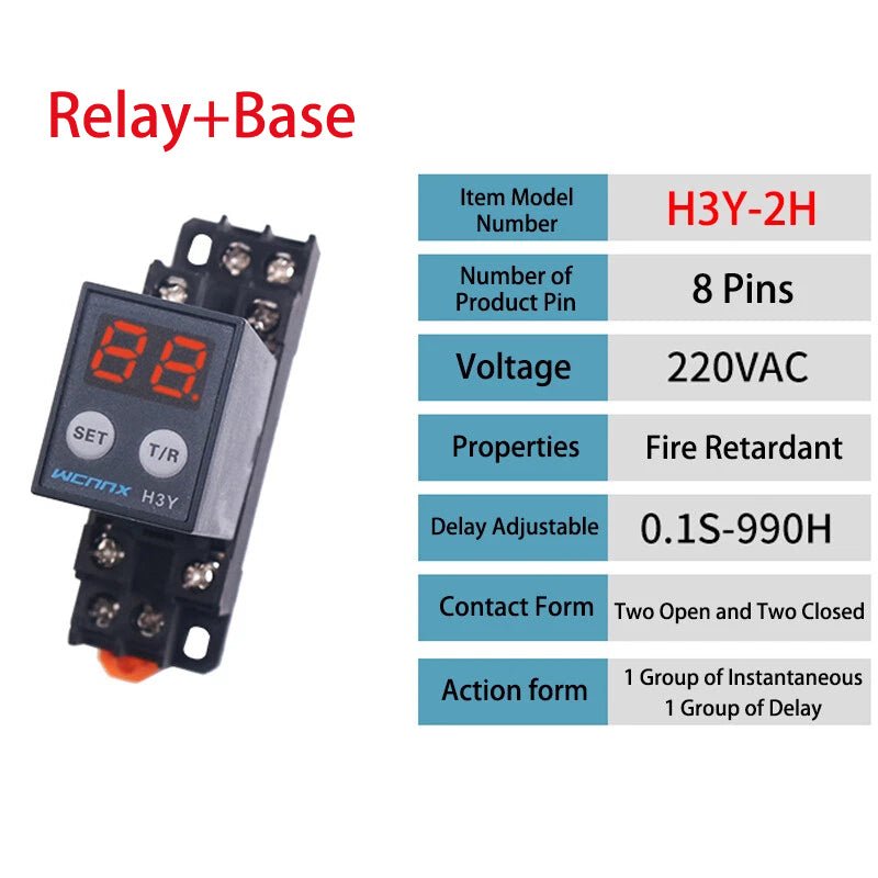 Power On Time Timer Delay Relay H3Y - 2/4/2H AC 12/24/220V DPDT 8Pin / 14Pin - HomeDIYer