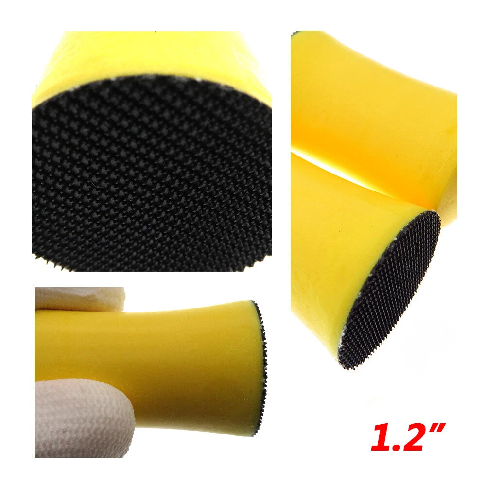 1" 1.2" 2" 3" 4" 5" Round Hand Sanding Blocks — PU Foam Hook & Loop Backing Pads for Sandpaper and Polishing