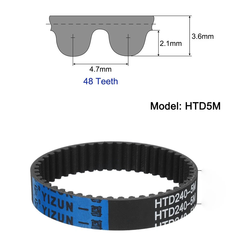 HTD 5M Timing Belt – 5mm Pitch, 10mm Wide, Rubber Arc Tooth Drive Belt