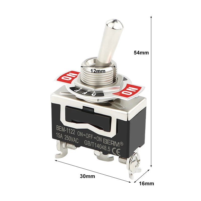 Mini Toggle Switch ON-OFF-ON SPDT — 2/3 Position, 2–6 Pin, Latching & Momentary