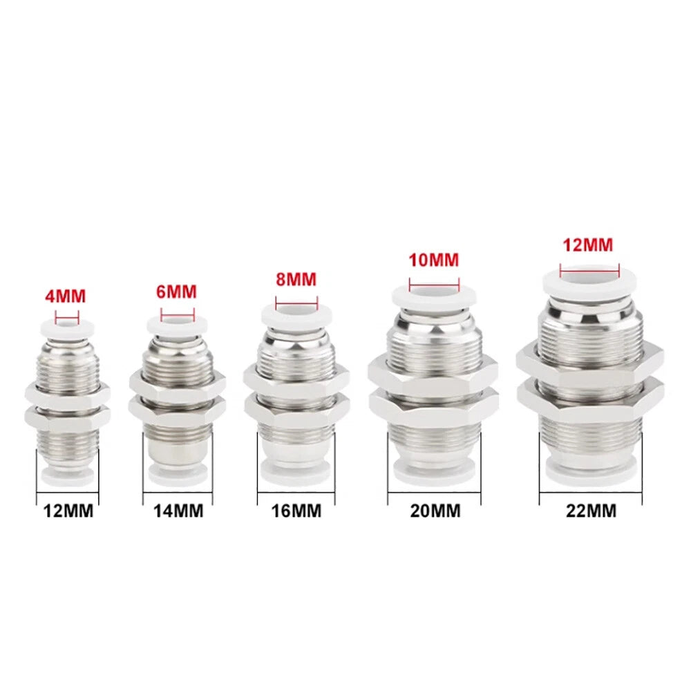 Pneumatic Bulkhead Push-Fit Connector Fitting | Inline Airline Tube Fitting