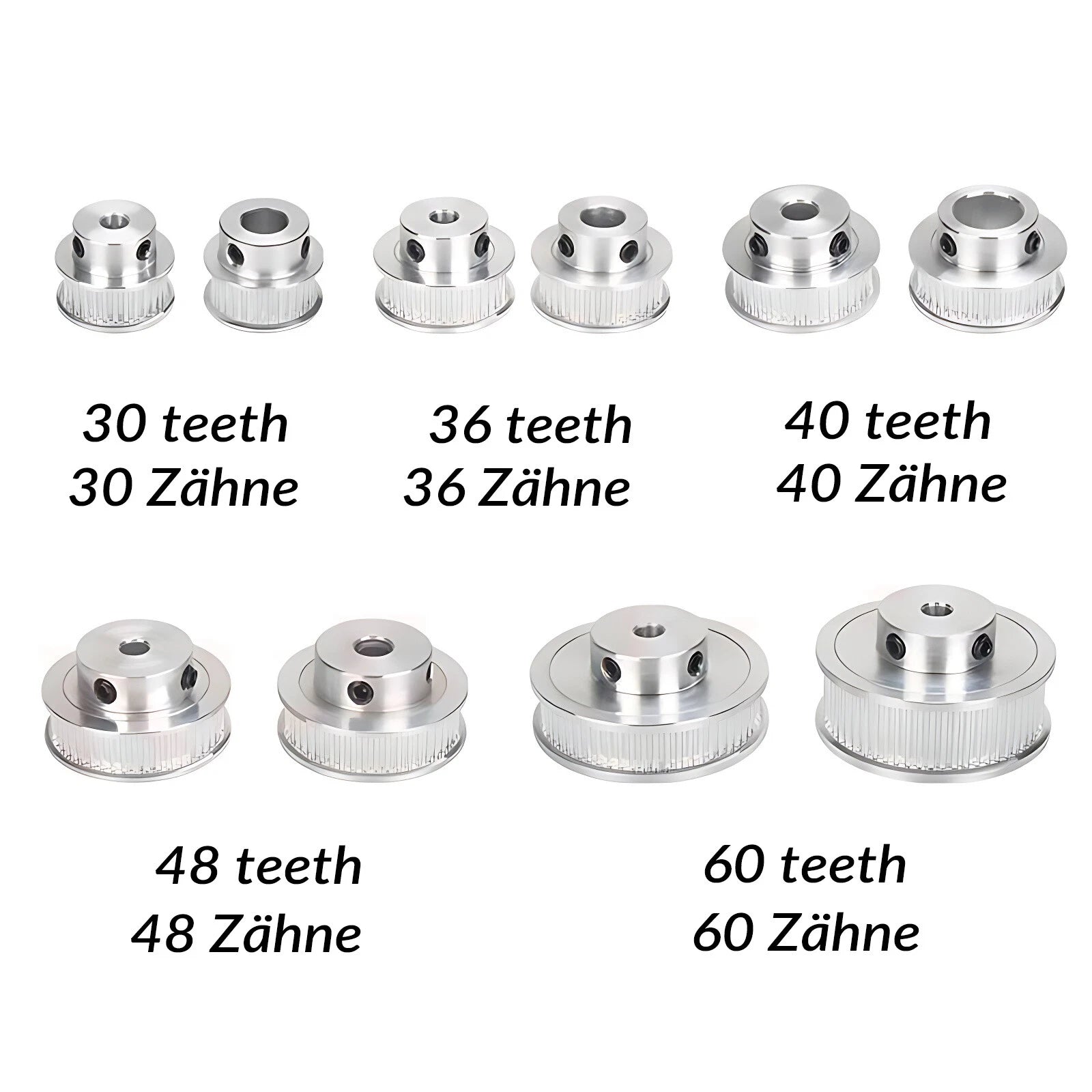 GT2 2GT 70T-120T Timing Belt Pulleys 5mm-25mm Bore with Steps for CNC 3D Printer