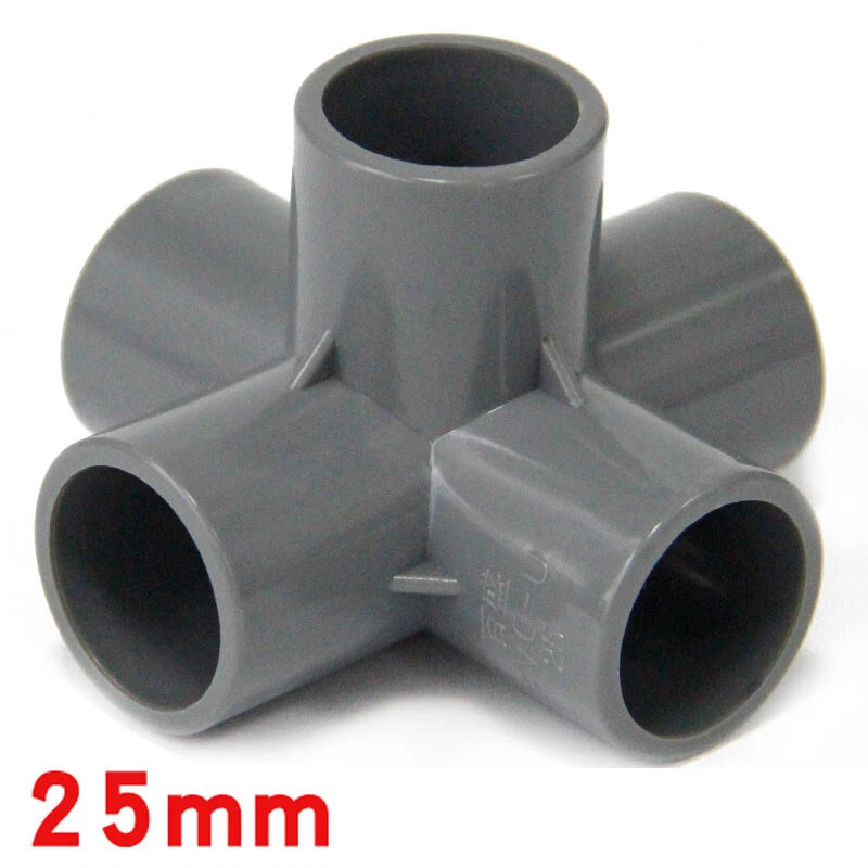 Grey PVC 5-Way Equal Connector Socket Pressure Pipe Fittings 20 25 32 40 50mm