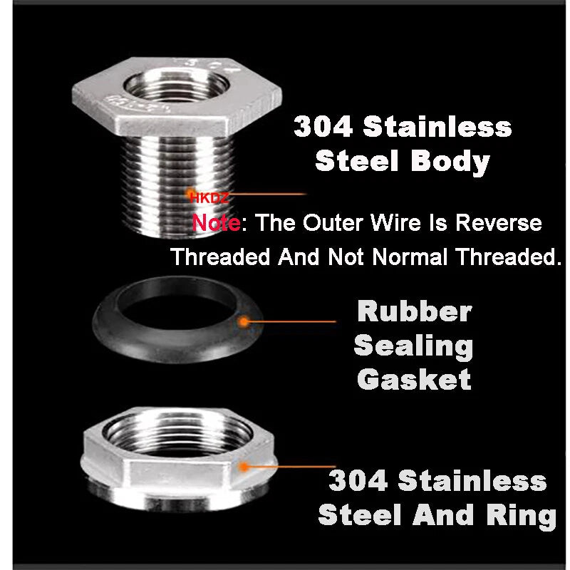 Water Tank Connector Outlet Hose Tap Adapter Fittings Joint 304 Stainless Steel