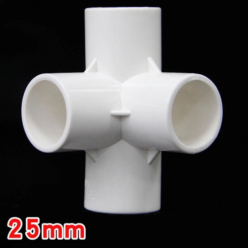 PVC 4-Way White Equal Connector Socket Pressure Pipe Fittings 20 25 32 40 50mm