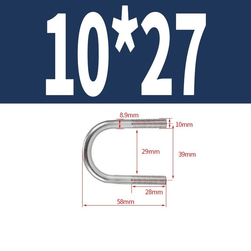 M10 Round Bend U - Bolts — A2 Stainless Steel, 12 Lengths Available - HomeDIYer