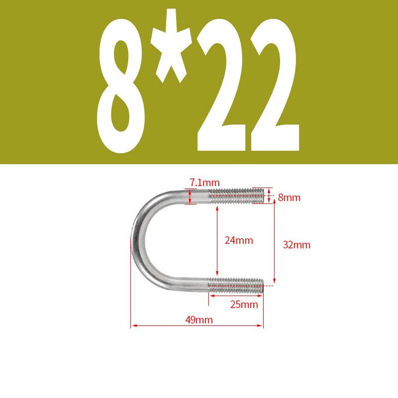 M8 U - Bolts Round Bend A2 Stainless Steel — 22mm to 161mm, Choose Your Pack - HomeDIYer