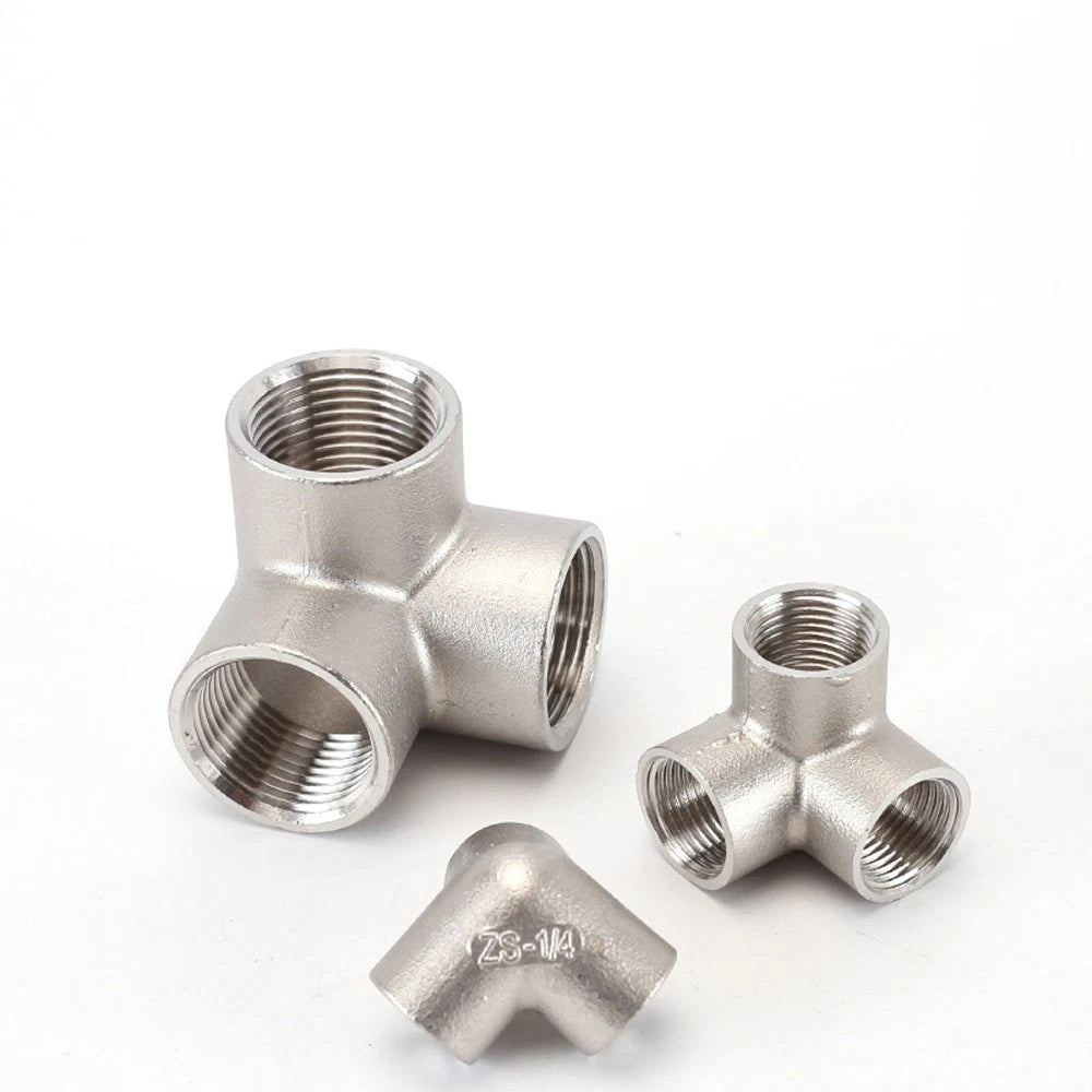 BSP Female 3-Way Tee Pipe Fitting – Stainless Steel 90° Corner Elbow