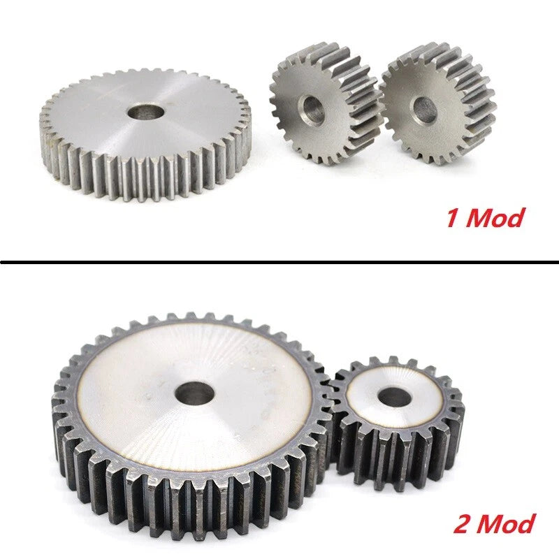Flat Spur Gear Mod 1 Mod 2 C45 Steel 12 - 160 Tooth Motor Pinion Cogwheel Metal