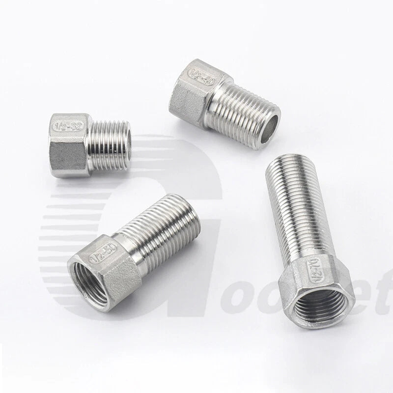 1/2" BSP Male to Female Extension Adapter — 304 Stainless Steel Pipe Fitting