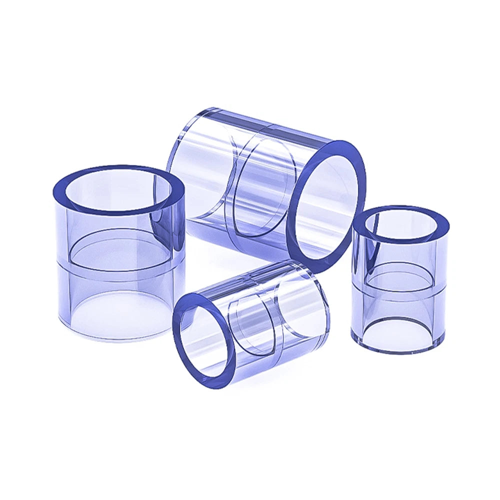 Clear PVC Straight Pipe Coupling — Socket Fitting 20mm to 110mm
