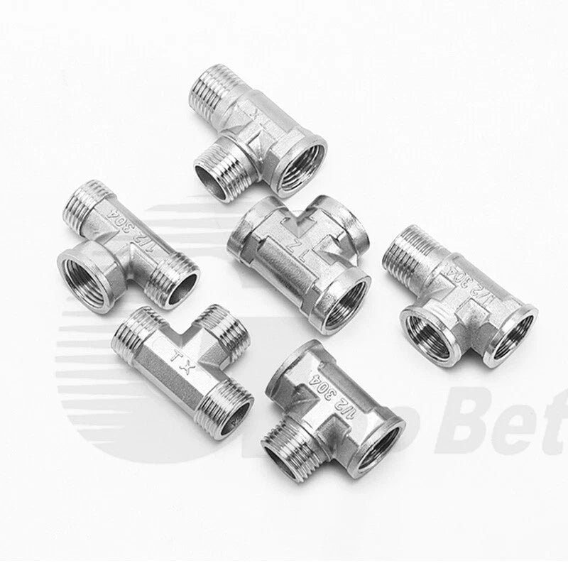 Stainless Steel Equal Tee BSP Pipe Fitting | 1/2" 3/4" 1" Female & Male Thread