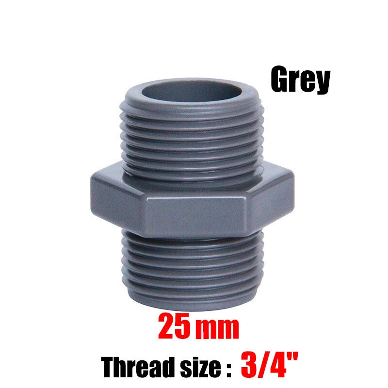 PVC Nipple Bsp Male Threaded Pressure Fittings Pipe Fitting ID 20mm~63mm Grey