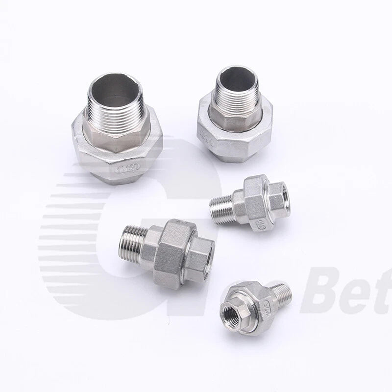 304 Stainless Steel Union BSP Male-Female Pipe Fitting Adapter — 1/4" to 2"