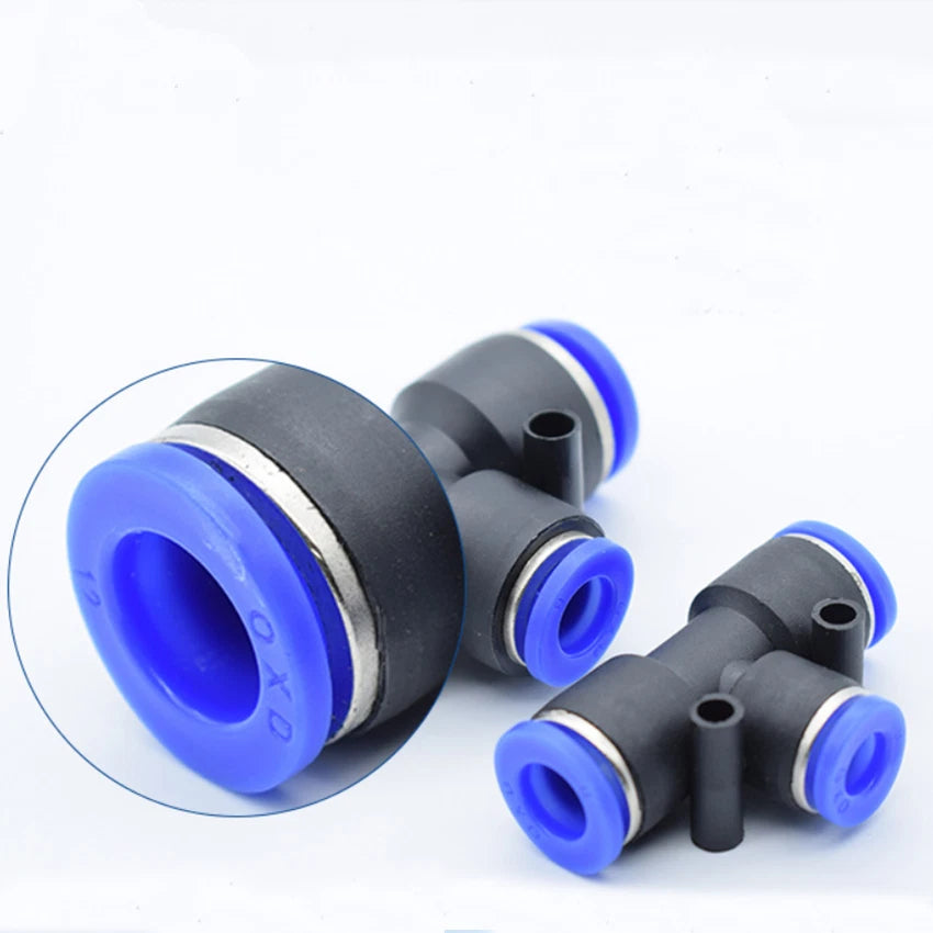 Reducer Tee Push-In Fittings for Pneumatic Air Tube — 4 to 16mm