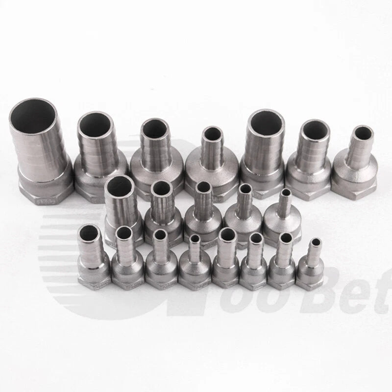 BSP Female Thread Barb Hose Tail Joiner — Stainless Steel Connector, 1/4" to 2"