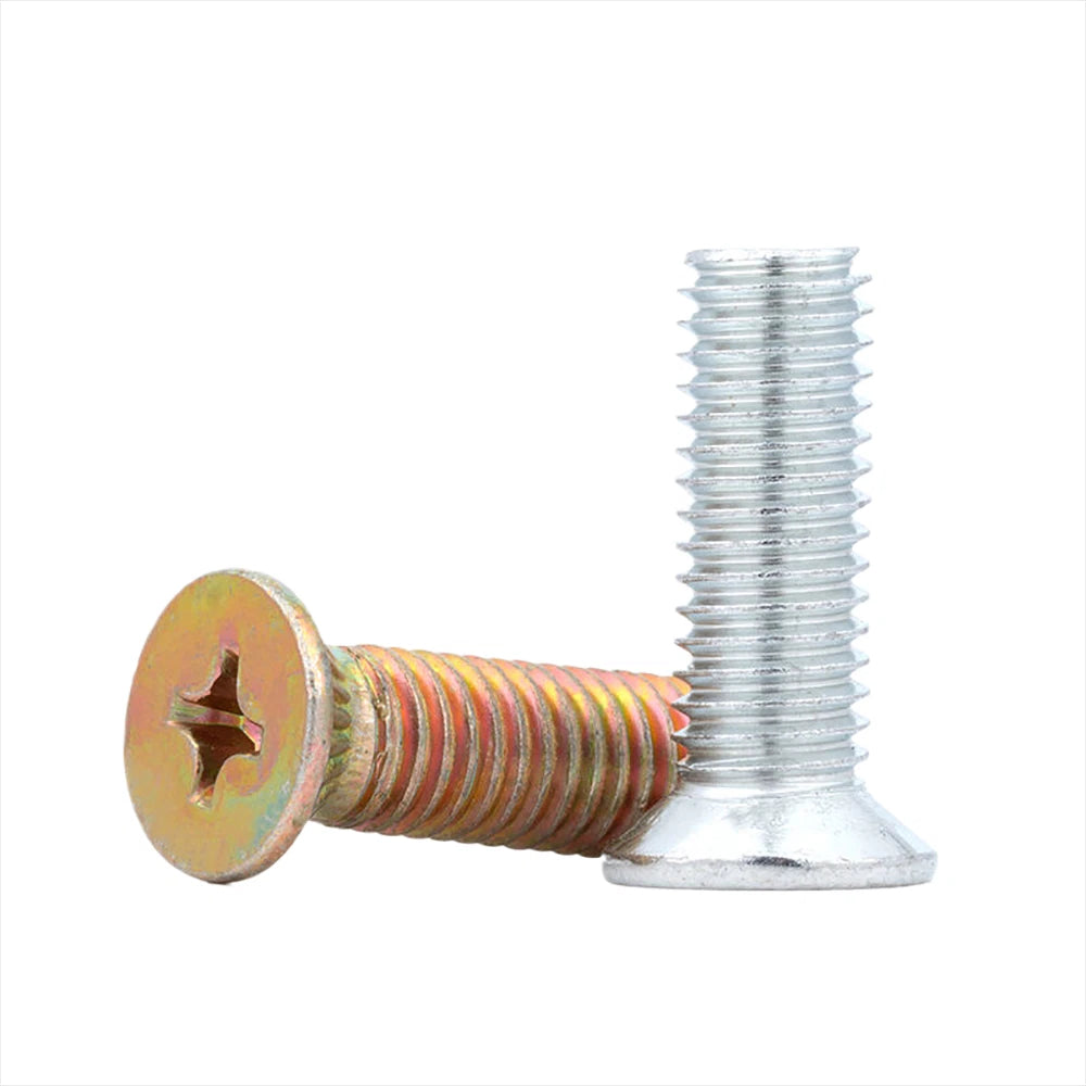Countersunk Phillips Machine Screws – M2 to M12, White / Colour Zinc Plated, Carbon Steel