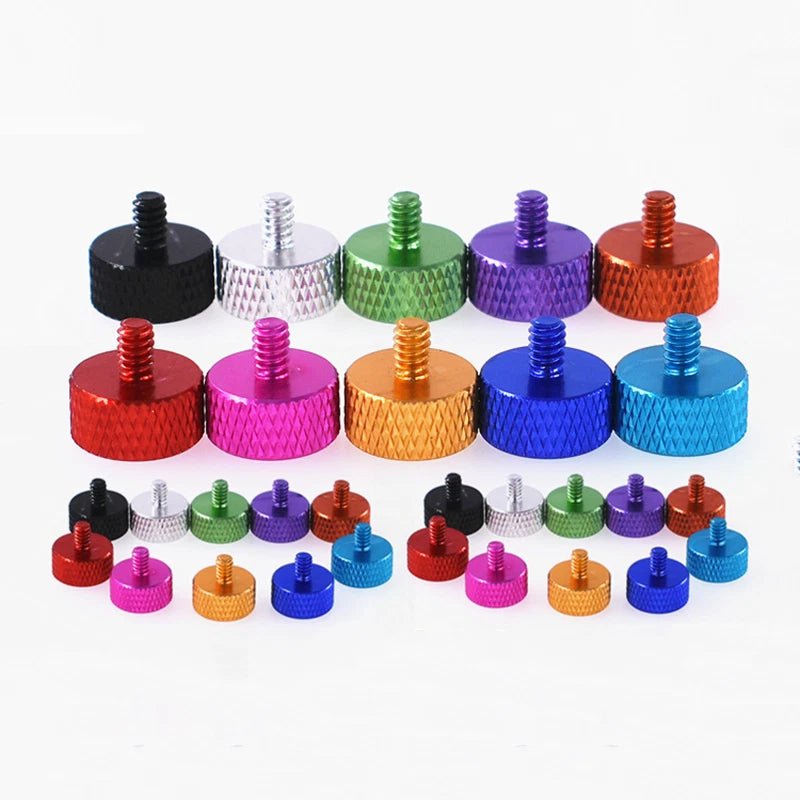 Knurled Thumb Screws – Aluminum Hand Grip Bolts, 6 - 32 & 1/4 - 20 UNC, 5mm–30mm, 10 Colors - HomeDIYer