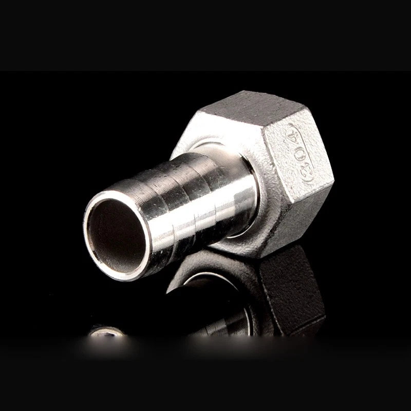 Stainless Steel Female BSP to Hose Barb Connector — 1/4" 3/8" 1/2" 3/4"