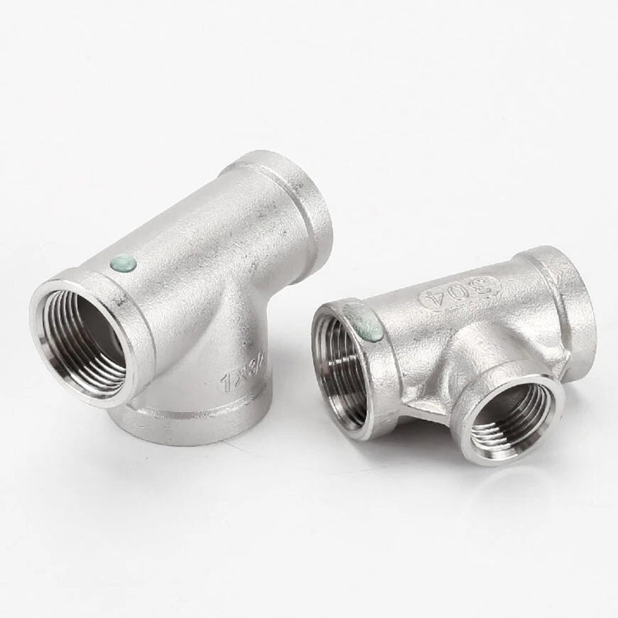 BSP Reducing Female Tee — 304 Stainless Steel Pipe Fitting, All Female Ports