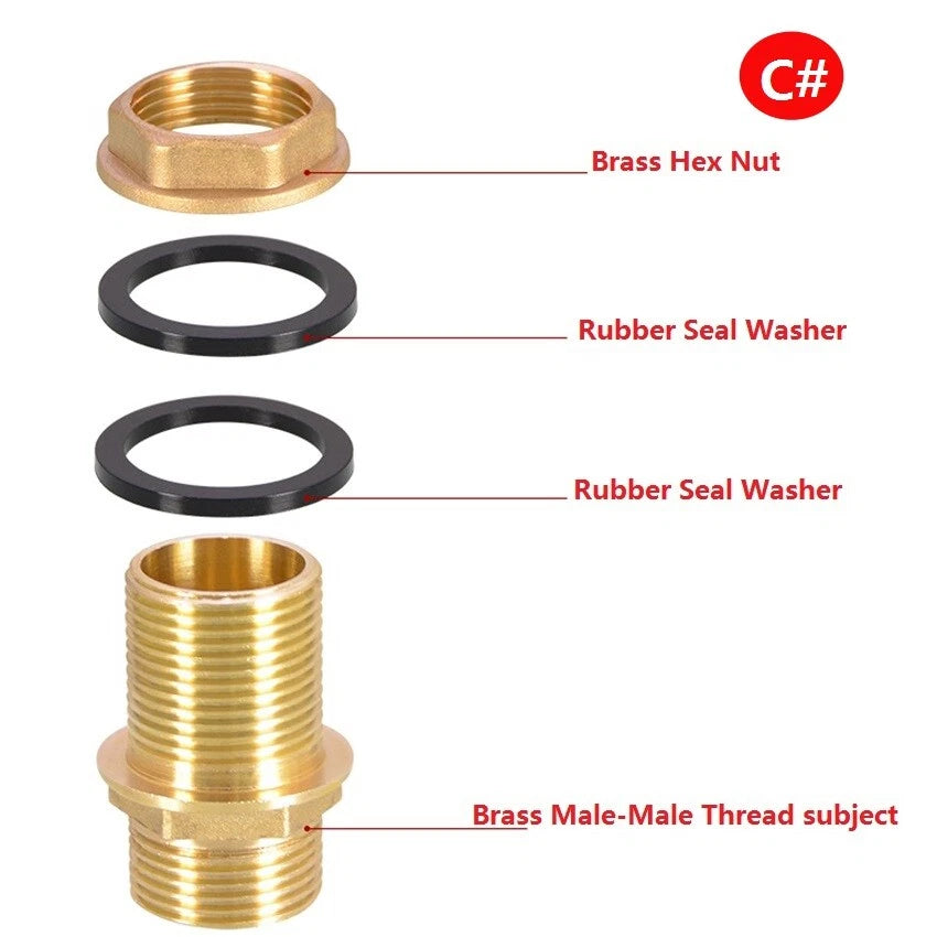 Brass Threaded Water Tank Connector — Male/Female NPT Pipe Fitting for Water Tower & Storage Tank