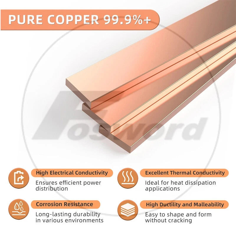 99.9% Pure Copper Cu Metal Flat Bar Copper Strip Copper Plate Thick 5mm- 100mm