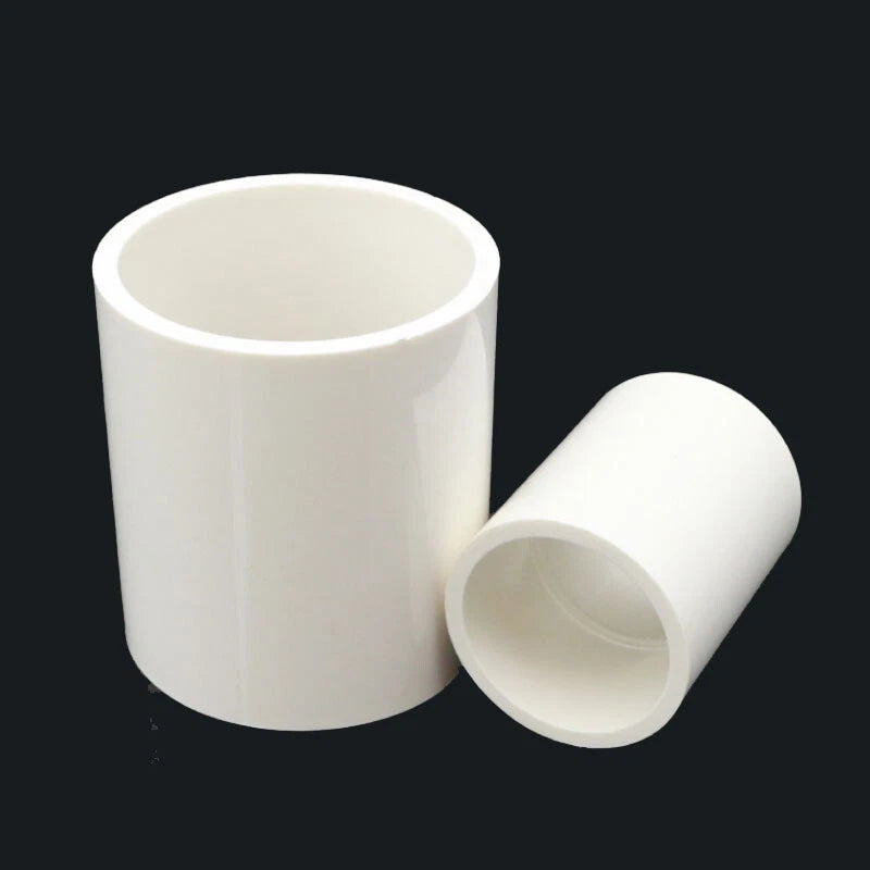 PVC Straight Pipe Socket Coupling — White, 16mm–200mm Inner Diameter